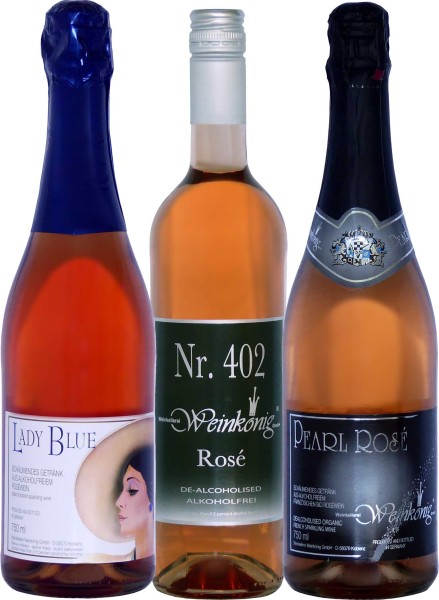 3er alkoholfreier Rosé Wein und Sekt -Probierpaket